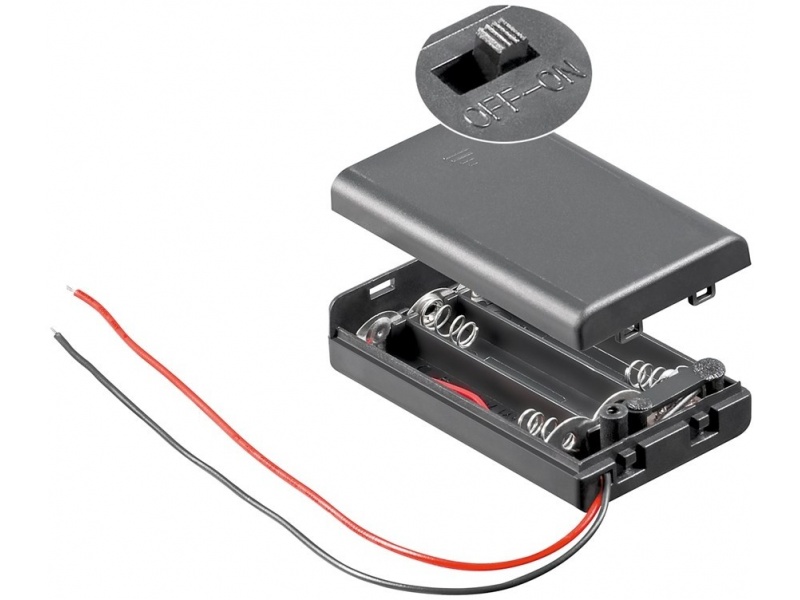 3x AAA (Micro) koszyk na baterie wolne końce kabla, możliwość przełączania, wodoodporność