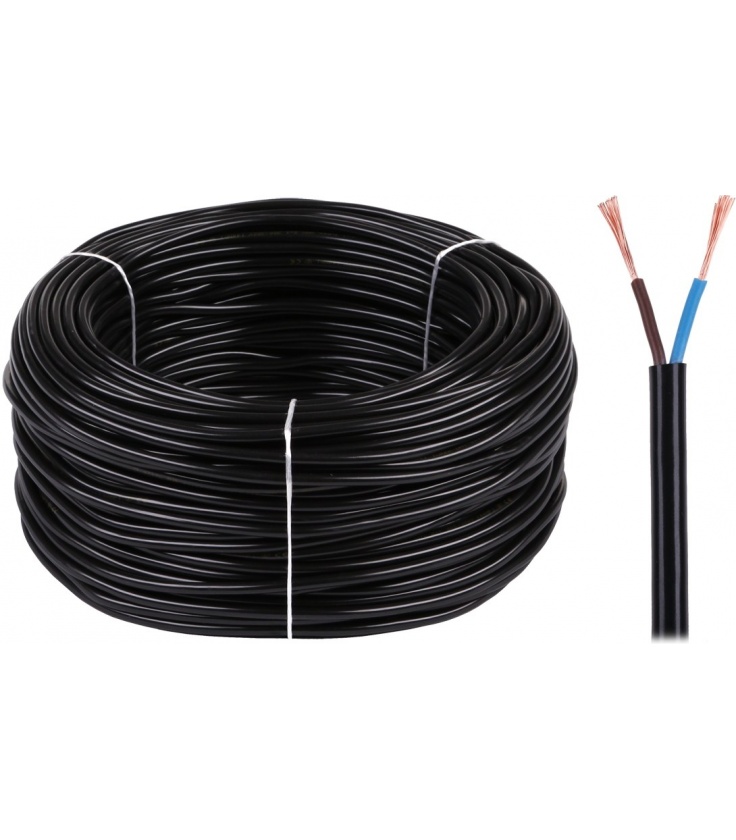 Kabel elektryczny OMY 2x1 300/300V czarny