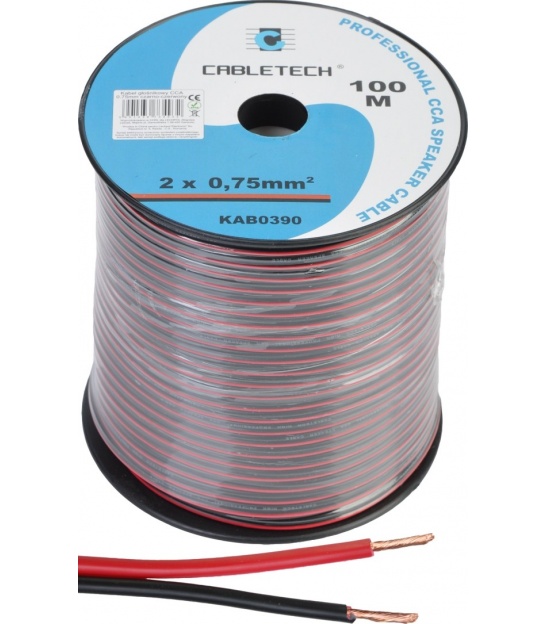 Kabel głośnikowy CCA 0.75mm czarno-czerwony