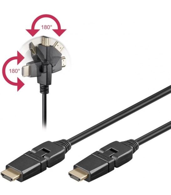 Kabel HDMI / HDMI 2m (obrotowe wtyki 360°) Goobay