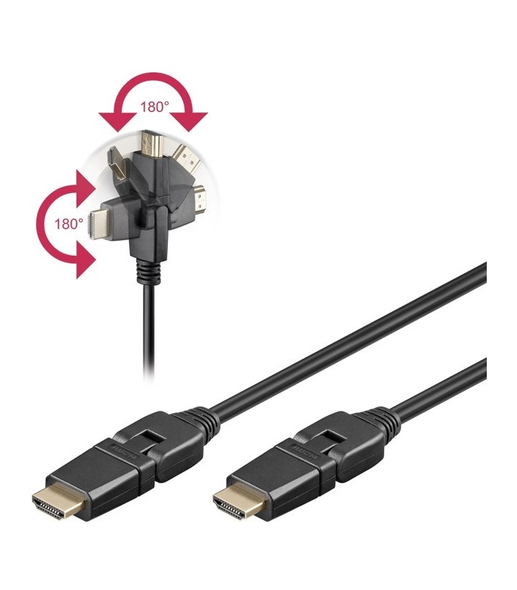 Kabel HDMI / HDMI 2m (obrotowe wtyki 360°) Goobay