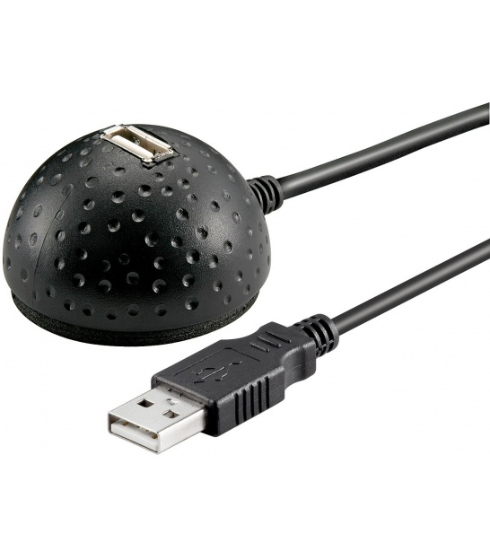 Przedłużacz USB 2.0 Hi-Speed z praktyczną nóżką 1,5 m, Czarny