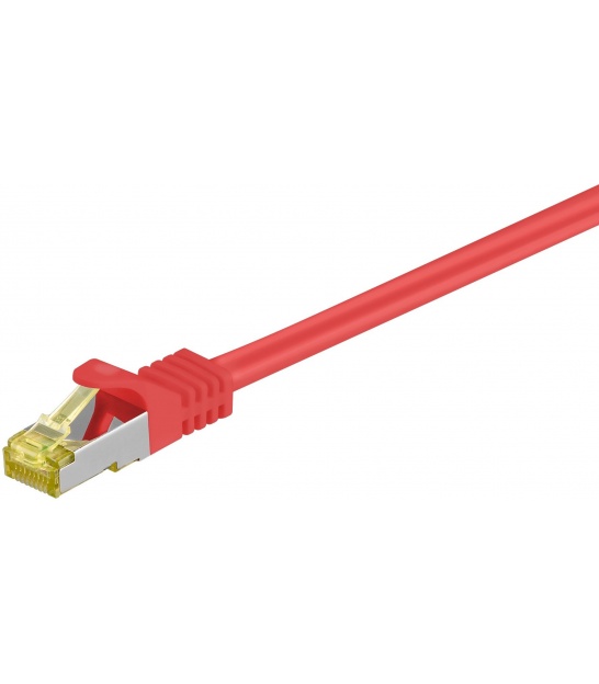 Kabel Patchcord CAT 7 S/FTP PIMF (z wtykami CAT 6a RJ45/RJ45) 0.25m czerwony