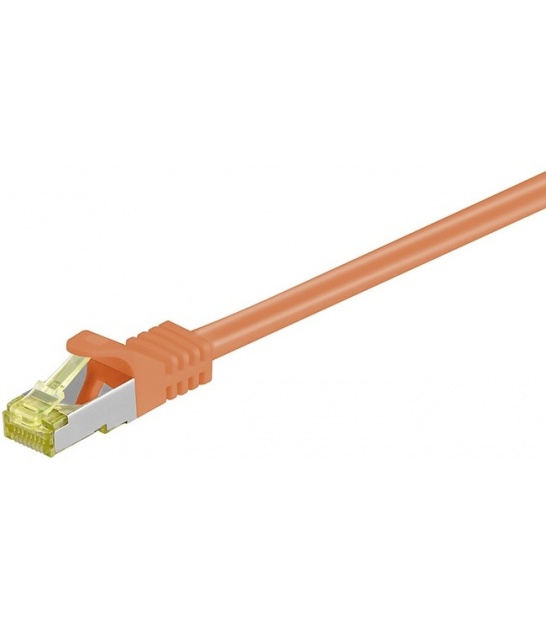 Kabel Patchcord CAT 7 S/FTP PIMF (z wtykami CAT 6a RJ45/RJ45) 0.50m pomarańczowy
