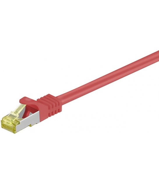 Kabel Patchcord CAT 7 S/FTP PIMF (z wtykami CAT 6a RJ45/RJ45) 0.50m czerwony