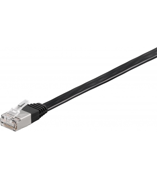Kabel płaski Patchcord CAT 6 U/FTP PIMF RJ45/RJ45 0,25m czarny