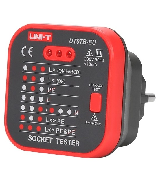 Wskaźnik sieci 230 V AC z testerem RCD Uni-T UT07B-EU