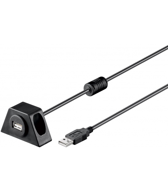 Przedłużacz USB 2.0 Hi-Speed z uchwytem montażowym 2 m, Czarny