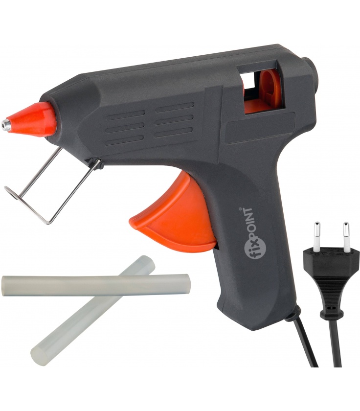 Hot glue gun for 11/12 mm sticks, 40 W, black - clean gluing for hobbyists and home use