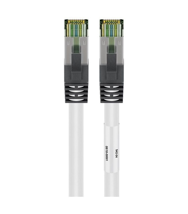 Kabel Patchcord CAT 8.1 S/FTP PIMF RJ45/RJ45 10m biały