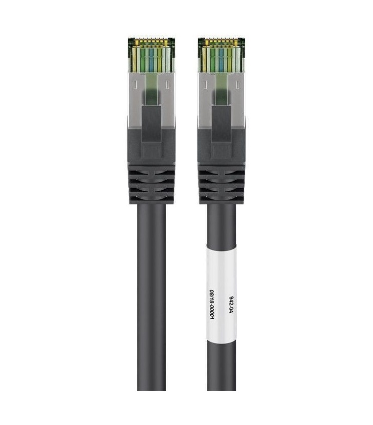Kabel Patchcord CAT 8.1 S/FTP PIMF RJ45/RJ45 0,5m czarny