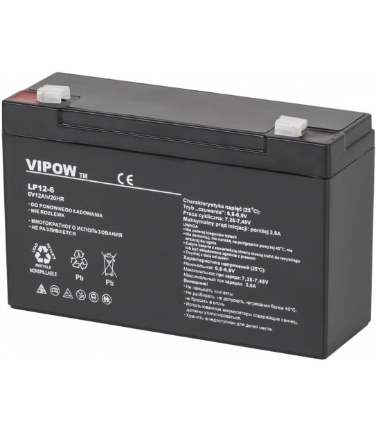 Akumulator żelowy VIPOW 6V 12Ah