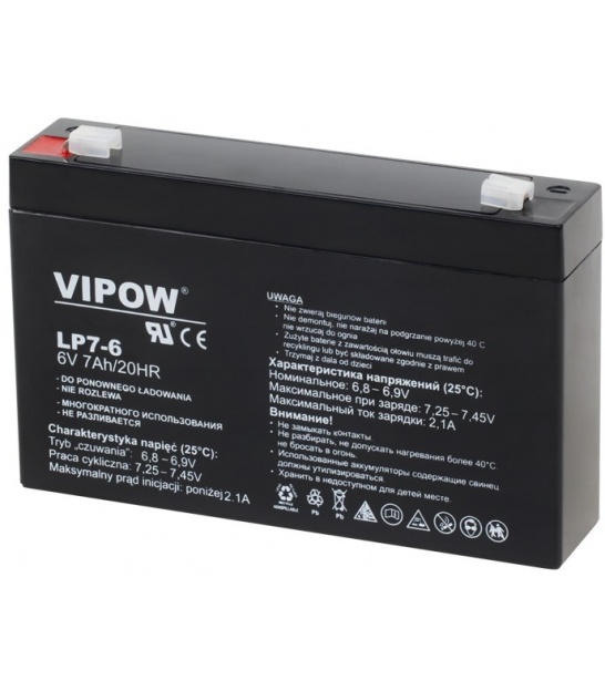 Akumulator żelowy VIPOW 6V 7Ah