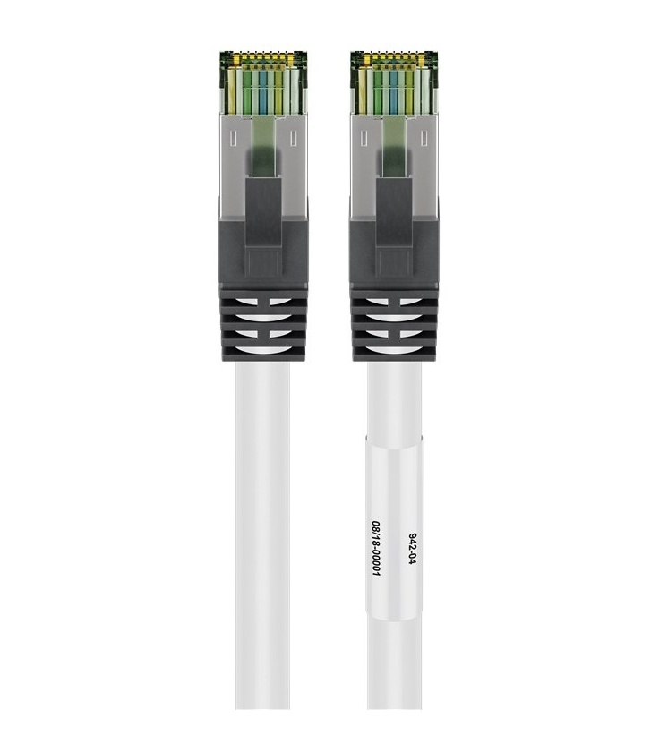Kabel Patchcord CAT 8.1 S/FTP PIMF RJ45/RJ45 25m biały