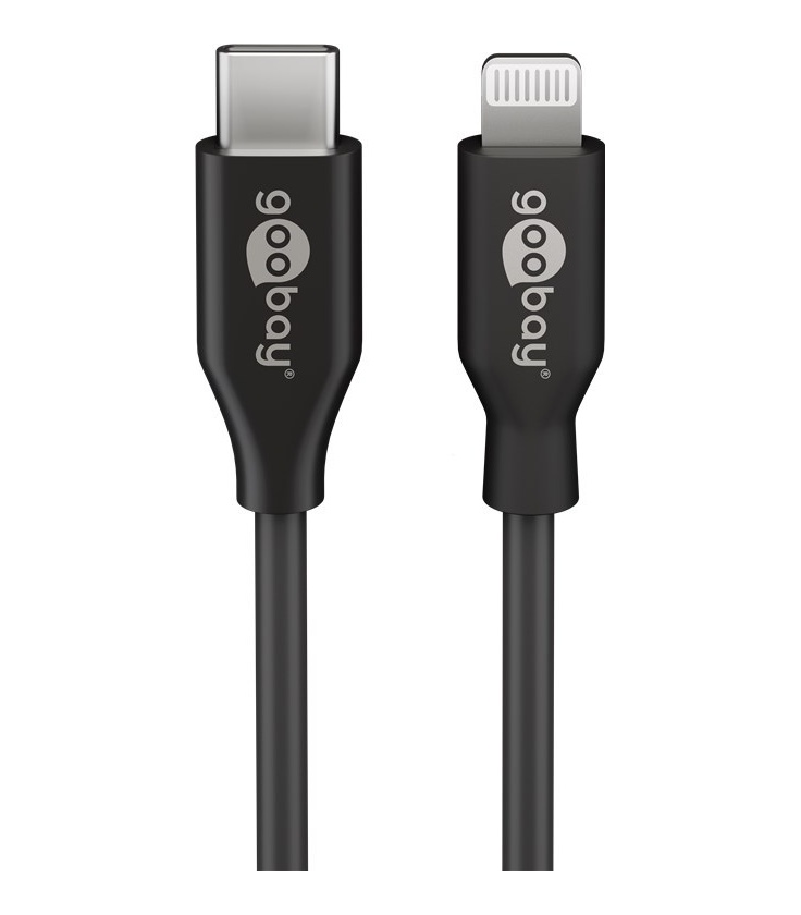 Kabel do ładowania i synchronizacji Lightning-USB-C 0,5m Goobay czarny
