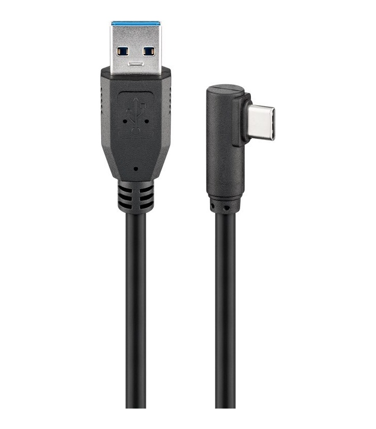  Kabel USB-C™ na USB-A 3.0 90°, czarny 0,5m Goobay
