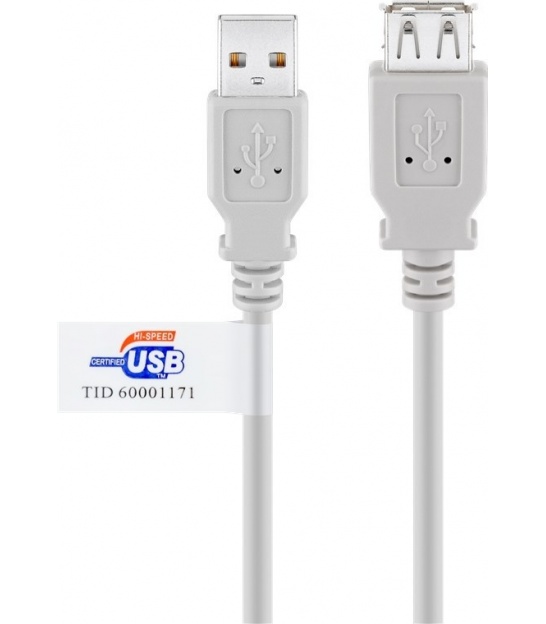 Przedłużacz USB 2.0 Hi-Speed z certyfikatem USB