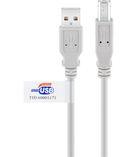 Kabel USB 2.0 Hi-Speed z certyfikatem USB 3 m, Szary