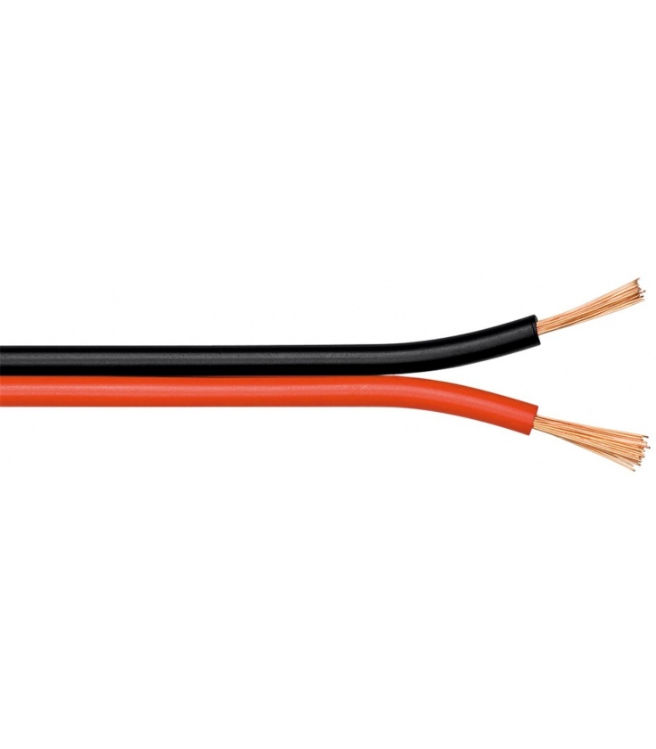 Kabel głośnikowy Czerwony-czarny CU 50m 2 x 0,35
