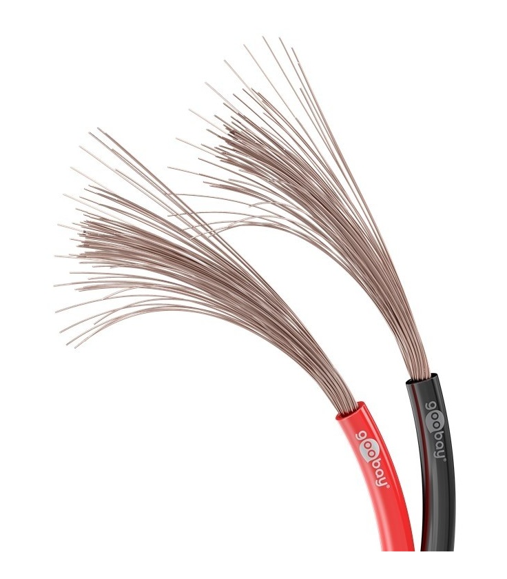 Kabel głośnikowy czarno-czerwony Cu 2x0,5mm2 rolka 50m