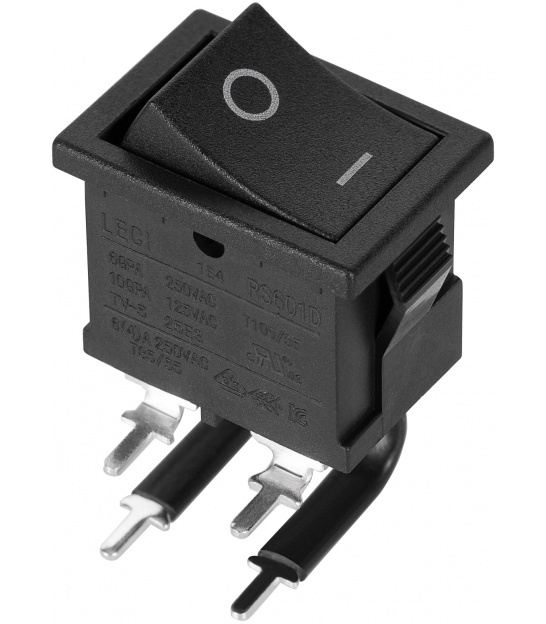 Złącze przełącznik kołyskowy prostokątny 0-1, 4pin 6A/250V kątowy