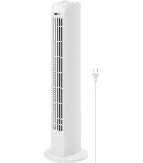 Tower Fan, white - oscillating, quiet column fan with power cable