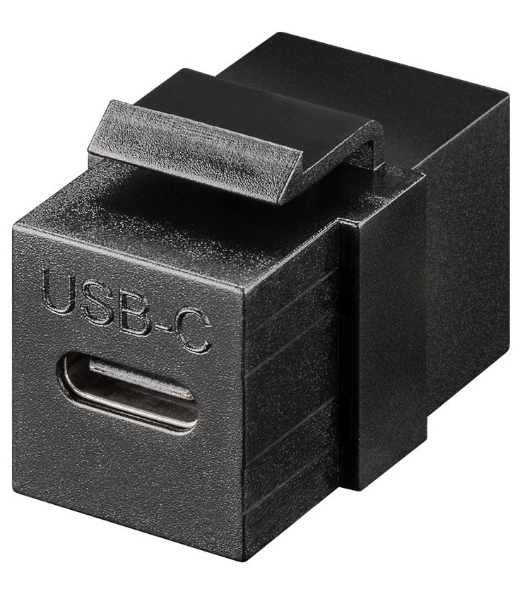 Keystone Module USB-C Connector, USB 3.2 Gen 2 (10 Gbit/s), black, Black - USB-C-socket USB-C-socket