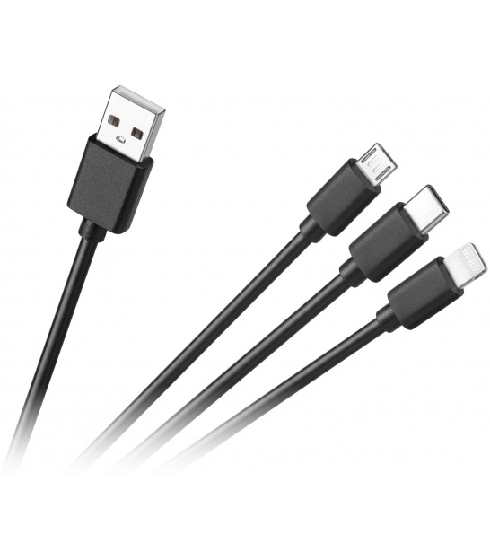Kabel połączeniowy 3w1, USB A - micro/C/lightning 1.2m