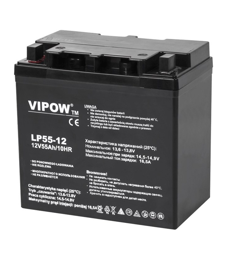 Akumulator żelowy VIPOW 12V 55Ah