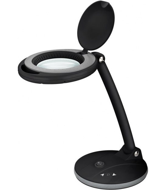 Lampa lupa LED z podstawa, 6 W, czarny 80-450 lm, z możliwością ściemniania, szklana soczewka 100 mm, powiększenie 1,75x, 3