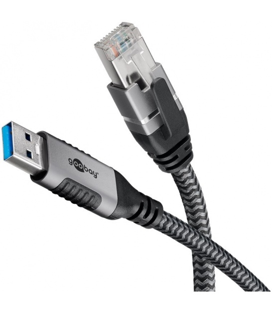 Kabel Ethernet USB-A 3.0 do RJ45, 7,5 m podłącza router, modem lub przełącznik sieciowy do portu USB-A laptopa, tabletu lub 