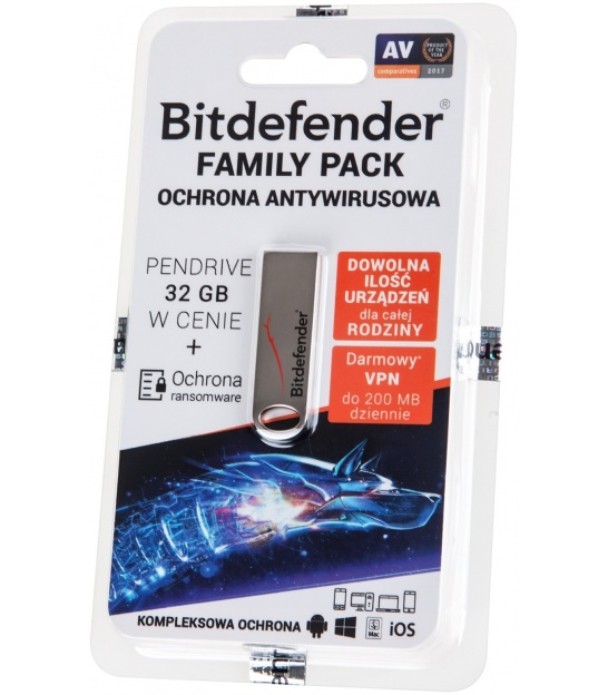 Bitdefender Family Pack na 1 rok + pendrive 32GB