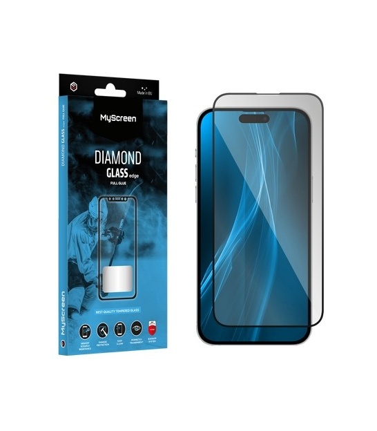 Szkło ochronne MyScreen DIAMOND GLASS LITE edge FULL GLUE czarne Apple iPhone 15 Pro Max 6.7"